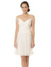 A-line V Neck Ivory Tulle Pleated Knee Length Bridesmaid Dress